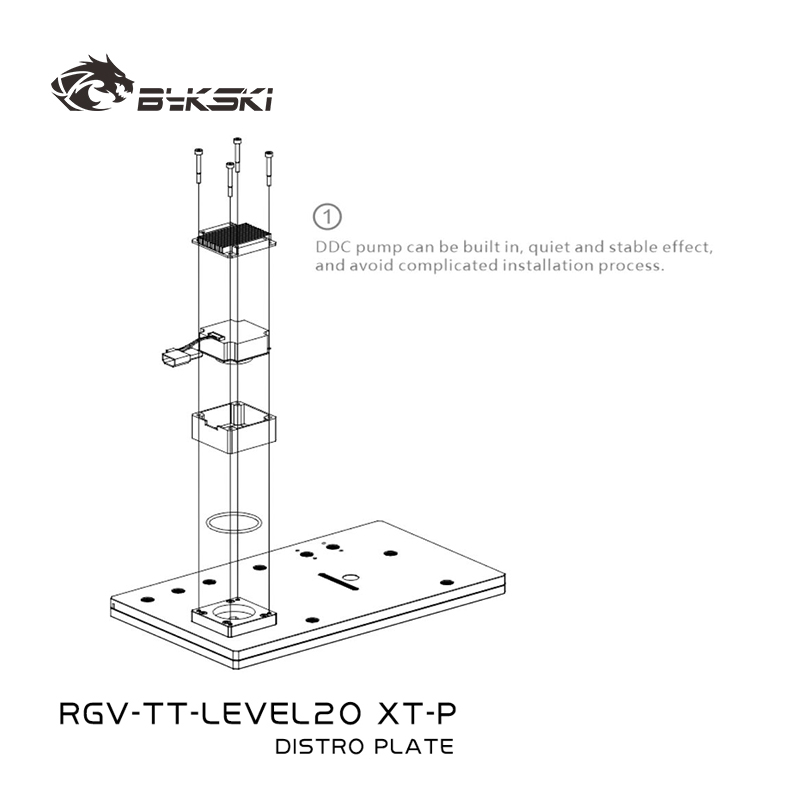 Distro Plate Ddc Pump Combo - Bykski RGV-TT-LEVEL 20XT-P Acryl-Distro-Platte/Board-Reservoir für Thermaltake