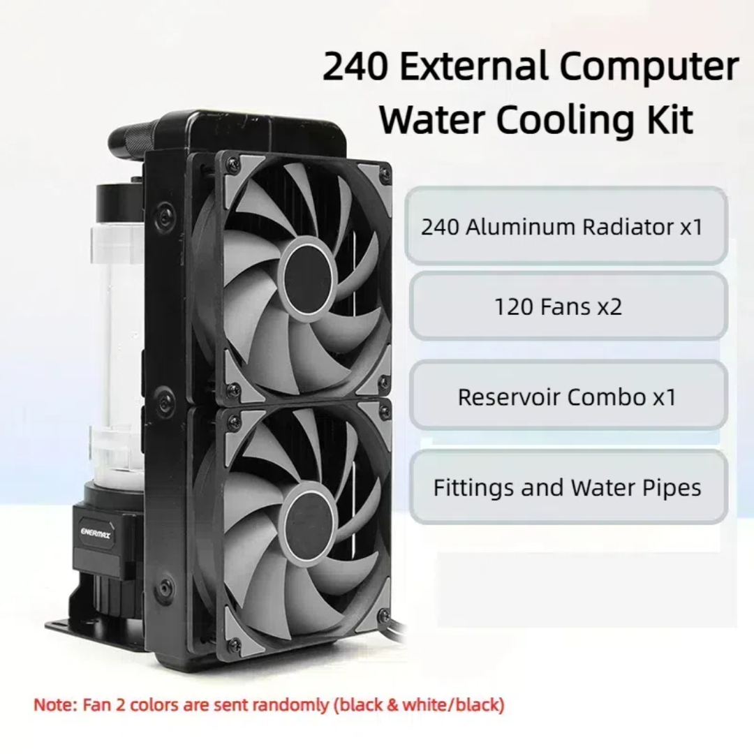 External Radiator Water Cooling Kit - Externes Wasserkühlungs-240-Aluminium-Kühler-Set für Computer, integriertes Pumpenbehälter